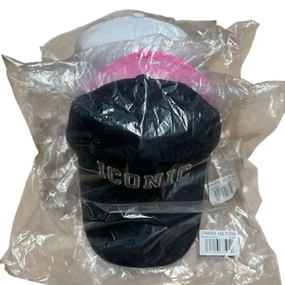 Paris Hilton Baseball Hat Collection of 3 Brand New In Package Pink White Black - Picture 7 of 15